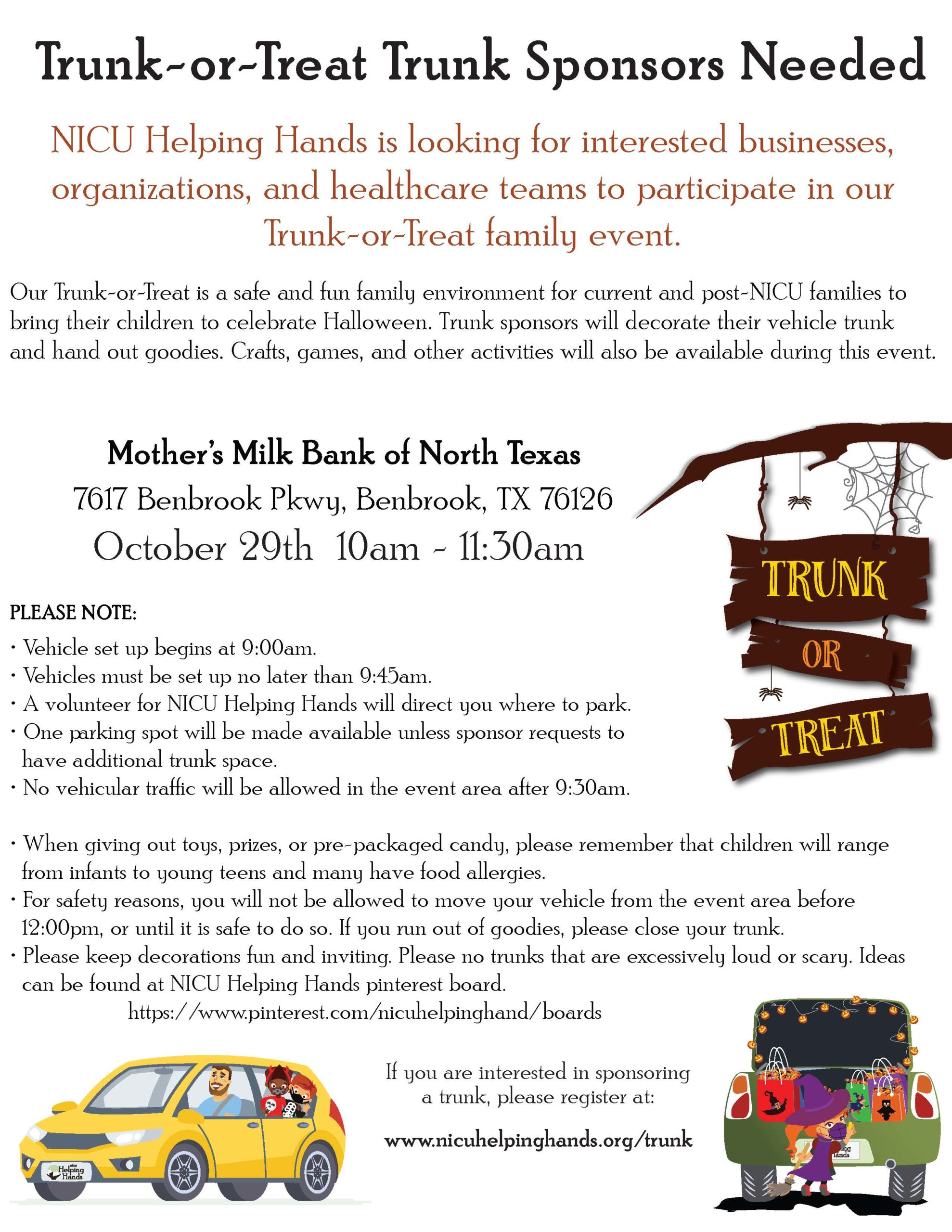 2022 Trunk or Treat Sponsor Request